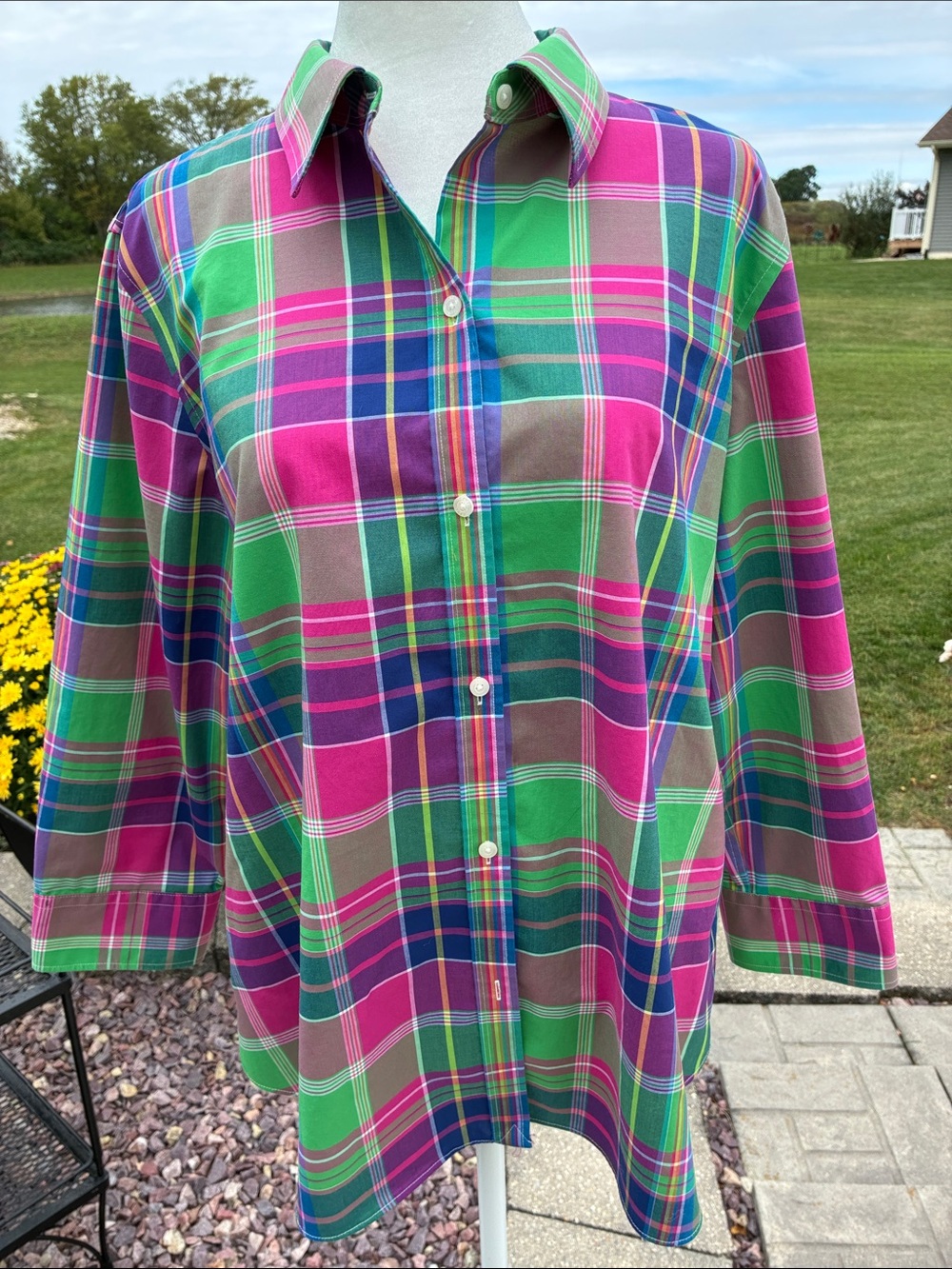 Chaps Plaid Button-Front Shirt XL
